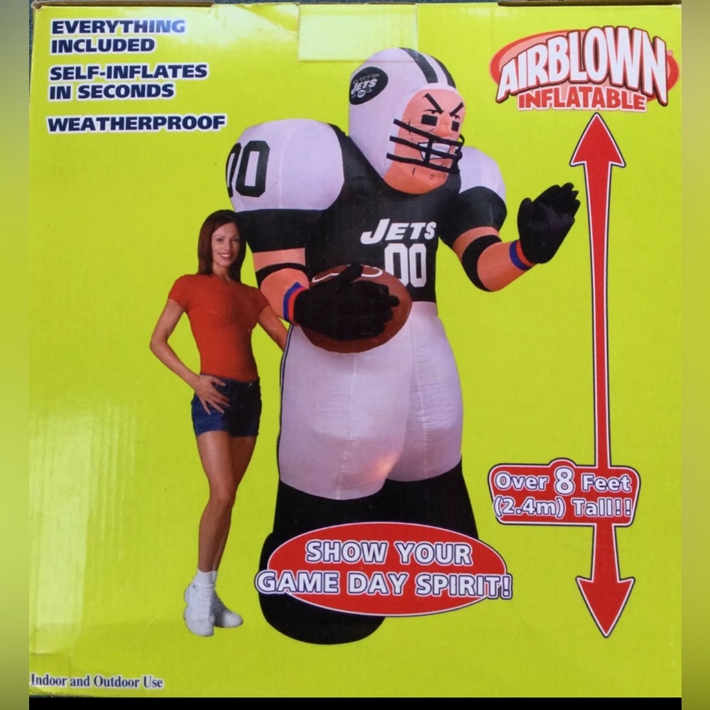 GEMMY NFL JETS FOOTBALL PLAYER 8 FT TALL AIRBLOWN INFLATABLE YARD DECOR